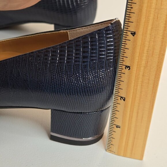 J. Renee Bambalina Lizard Print Patent Navy Blue Pump Shoe Sz 12 - Picture 9 of 10